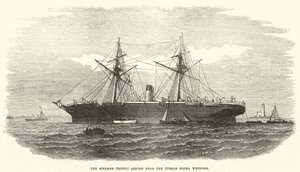 The Steamer Tripolis Ashore poblíž Tuskar Rocks, Wexford (rytina) od English School