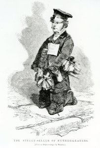 Pouliční prodejce struhadel na muškátový oříšek, kolem roku 1840 od English School