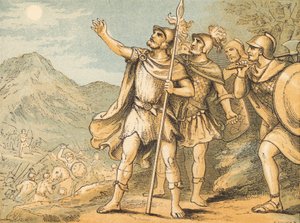Slunce a Měsíc stojí (barevná rytina) od English School