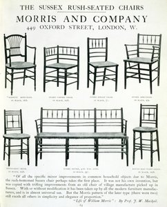 Židle Sussex Rush-Seated Chairs, vyrobené společností Morris and Company od English School