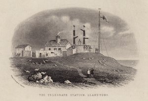 Telegrafní stanice, Llandudno (rytina) od English School