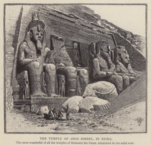 Chrám Aboo Simbel, v Núbii (rytina) od English School