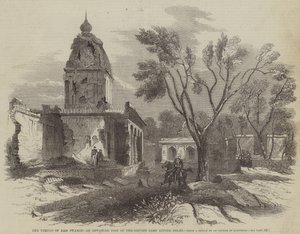 Chrám Ram Swamee, pokročilé stanoviště britského tábora před Dillí (rytina) od English School