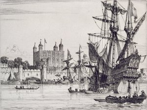 Tower of London ve středověku od English School