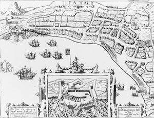 Towne and Platforme of Fayall dobyté správným ctihodným hrabětem z Cumberlandu, 2. září 1589 od English School