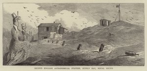 Přechod Venuše, skici na ostrově Kerguelen (rytina) od English School