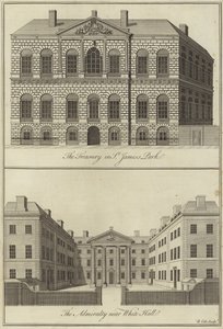 Pokladnice v parku St James a Admiralita poblíž Whitehall, Westminster od English School