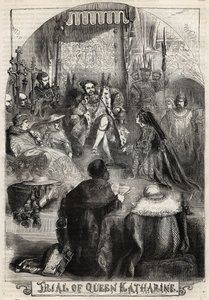 Proces s královnou Kateřinou Aragonskou v roce 1529, první manželkou Jindřicha VIII., jehož manželství s králem bylo anulováno - Proces de Catherine d