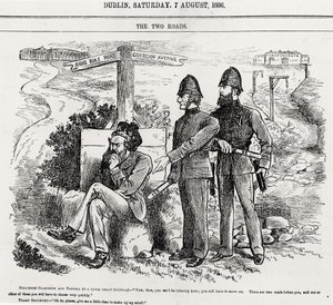 Dvě cesty, ilustrace, hospoda. 7. srpna 1886 od English School