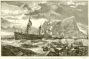 Victory odtažena do Gibraltaru po bitvě u Trafalgaru
