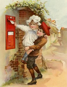 Vesnická dopisní schránka (barevná litografie) od English School