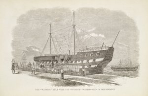 The Warrior Hulk with the Sulphur Washing-Ship in the Distance, from The Criminal Prisons of London and Scenes of Prison Life od Henry Mayhew (1812-87) a John Binny, 1862 od English School