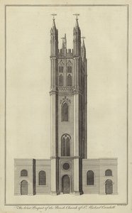 Západní prospekt farního kostela svatého Michaela, Cornhill, Londýn od English School