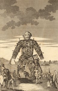 The Wicker Man of the Druids, from The Complete English Traveller, aneb nový přehled a popis Anglie a Walesu, hospoda. 1771 od English School