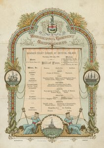 Letní dvorní večeře uctívané společnosti loďařů (chromolitho) od English School