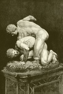 Zápasníci. Mramorová skupina v galerii Uffizi ve Florencii (rytina) od English School