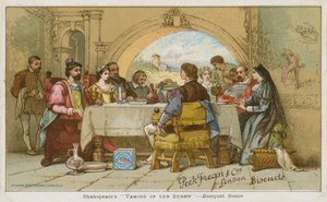 Banketová scéna ze Shakespearova Zkrocení zlé ženy od English School