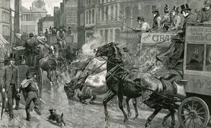 Bitva londýnských ulic - Ludgate Hill v kluzkém dni od English School