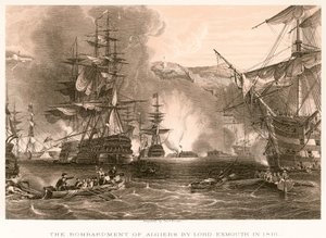 Bombardování Alžíru lordem Exmouthem v roce 1816 od English School