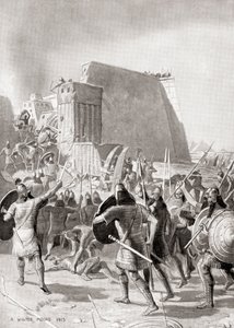 Dobytí Memphisu v Egyptě asyrským králem Esarhaddonem, 671 př. n. l., z Hutchinson