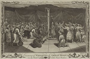 Obřad vážení Velkého Mogula v den jeho narozenin od English School