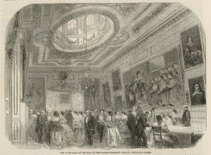 Soudní síň v sále Barber-Surgeons Company, Monkwell Street, Londýn od English School