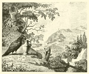 Vrána a džbán (rytina) od English School
