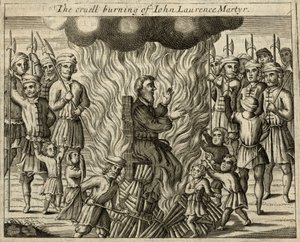 Kruté upálení mučedníka Jana Vavřince (rytina) od English School