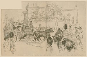 Odjezd prince z Walesu s nevěstou z Marlborough House do Buckinghamského paláce, 23. července 1896 od English School
