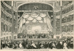 Losování cen Art Union v divadle Drury Lane v roce 1843 od English School