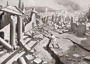 Zemětřesení ve Spartě, starověké Řecko, 464 př.nl, z Hutchinsonovy Dějiny národů, pub. 1915 od English School