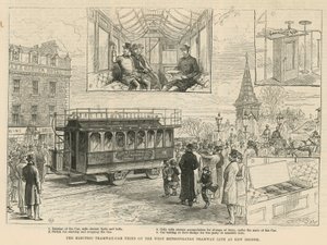 Elektrický tramvajový vagón vyzkoušel na tramvajové trati West Metropolitan u mostu Kew Bridge od English School
