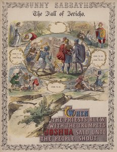 Pád Jericha (barevná rytina) od English School