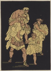Útěk z Tróje (barevná litografie) od English School