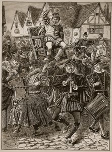 Skotačení My Lord of Misrule, ilustrace z Cassells Illustrated History of England (sépiová fotografie) od English School