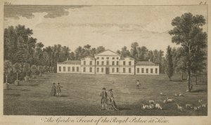 Zahradní průčelí královského paláce v Kew v Londýně