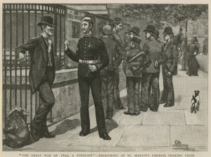 Velká válka roku 1892, předpověď; Nábor v kostele svatého Martina od English School