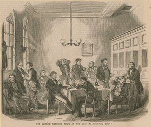 Porotci odcházejí do pokoje Ústředního trestního soudu od English School