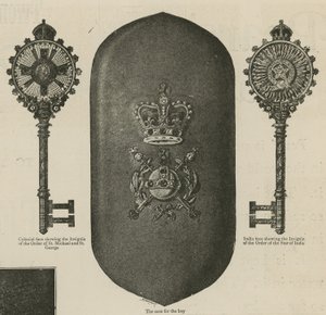 Klíč použitý královnou při inauguraci Imperiálního institutu od English School