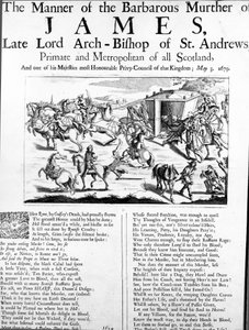 Způsob barbarské vraždy Jamese, zesnulého lorda arcibiskupa ze St. Andrews, primasa a metropolity celého Skotska, 1679 od English School