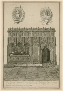 Památník Rahera, zakladatele a prvního převora převorství a špitálu svatého Bartoloměje v roce 1123 od English School