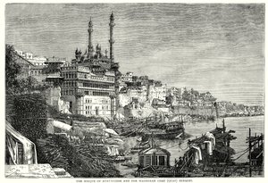 Aurungzebeho mešita a Madhoray ghat Benares (rytina) od English School