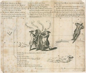Vražda hraběte z Essexu v londýnském Toweru v roce 1683 (rytina) od English School