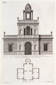 Nové „Bagnio“ v zahradách v Chiswick House, od „Vitruvius Britannicus nebo The British Architect“ od Colen Campbell (rytina) od English School