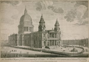Severozápadní vyhlídka katedrály St Pauls v Londýně od English School