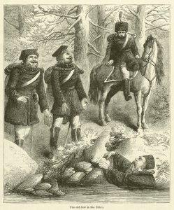 Starý Žid v příkopu (rytina) od English School