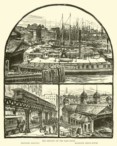 Lodní doprava na East River; Zvýšená železnice; Přívoz v Hamiltonu od English School