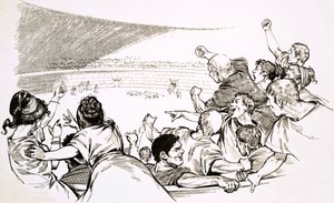 Podívaná v gladiátorské aréně starověkého Říma (kvaš na papíře) od English School
