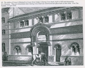Stáje Crosse & Blackwell v Crown Street (dnes Charing Cross Road) od English School