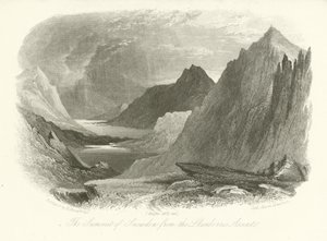 Vrchol Snowdonu z výstupu na Llanberis ve Walesu od English School